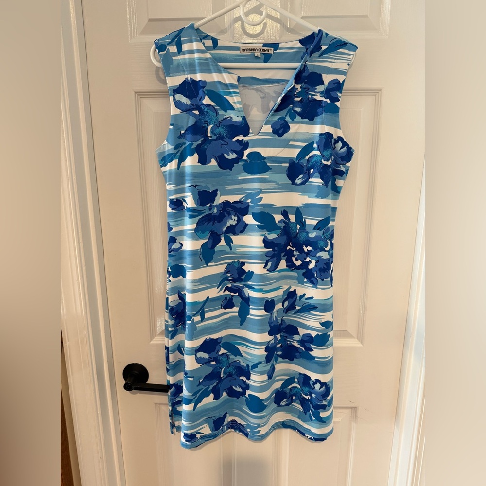 Barbara Gerwit • NEVER WORN • Sleeveless Blue & White Floral Dress • Large
